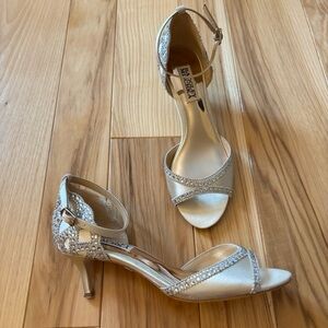 Badgley Mischka Gillian Peep Toe d’Orsay Rhinestone Embellished Pumps Heels